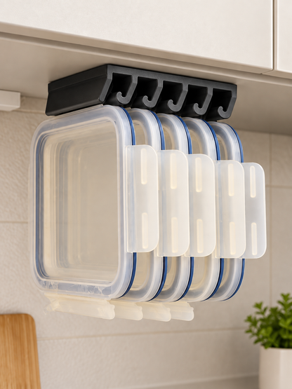 🏠 Kitchen Organization Deal – 5-Slot Lid Storage Rack 🍳 Space-Saving Holder for Cabinets, Drawers, Shelves & Walls ✨