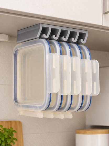 🏠 Kitchen Organization Deal – 5-Slot Lid Storage Rack 🍳 Space-Saving Holder for Cabinets, Drawers, Shelves & Walls ✨