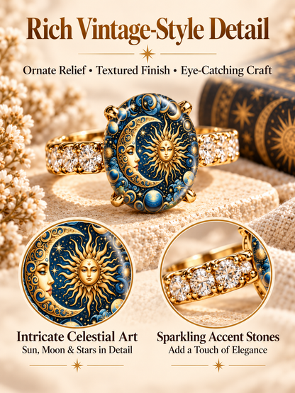 Vintage Sun and Moon Celestial Ring  ✨
