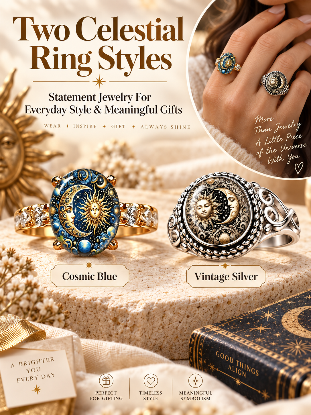 Vintage Sun and Moon Celestial Ring  ✨