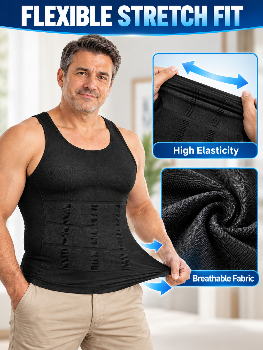 🏋️ Fitness Deal – Men’s Compression Tank Top 💪 Sleeveless Crew Neck Base Layer for Running, Training & Everyday Wear ✨