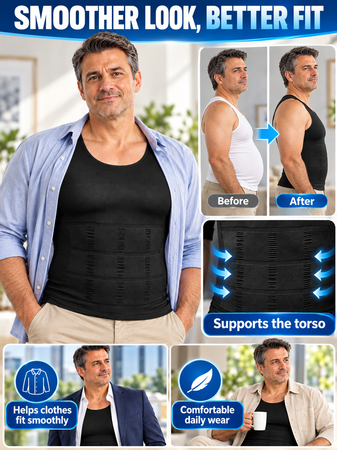 🏋️ Fitness Deal – Men’s Compression Tank Top 💪 Sleeveless Crew Neck Base Layer for Running, Training & Everyday Wear ✨