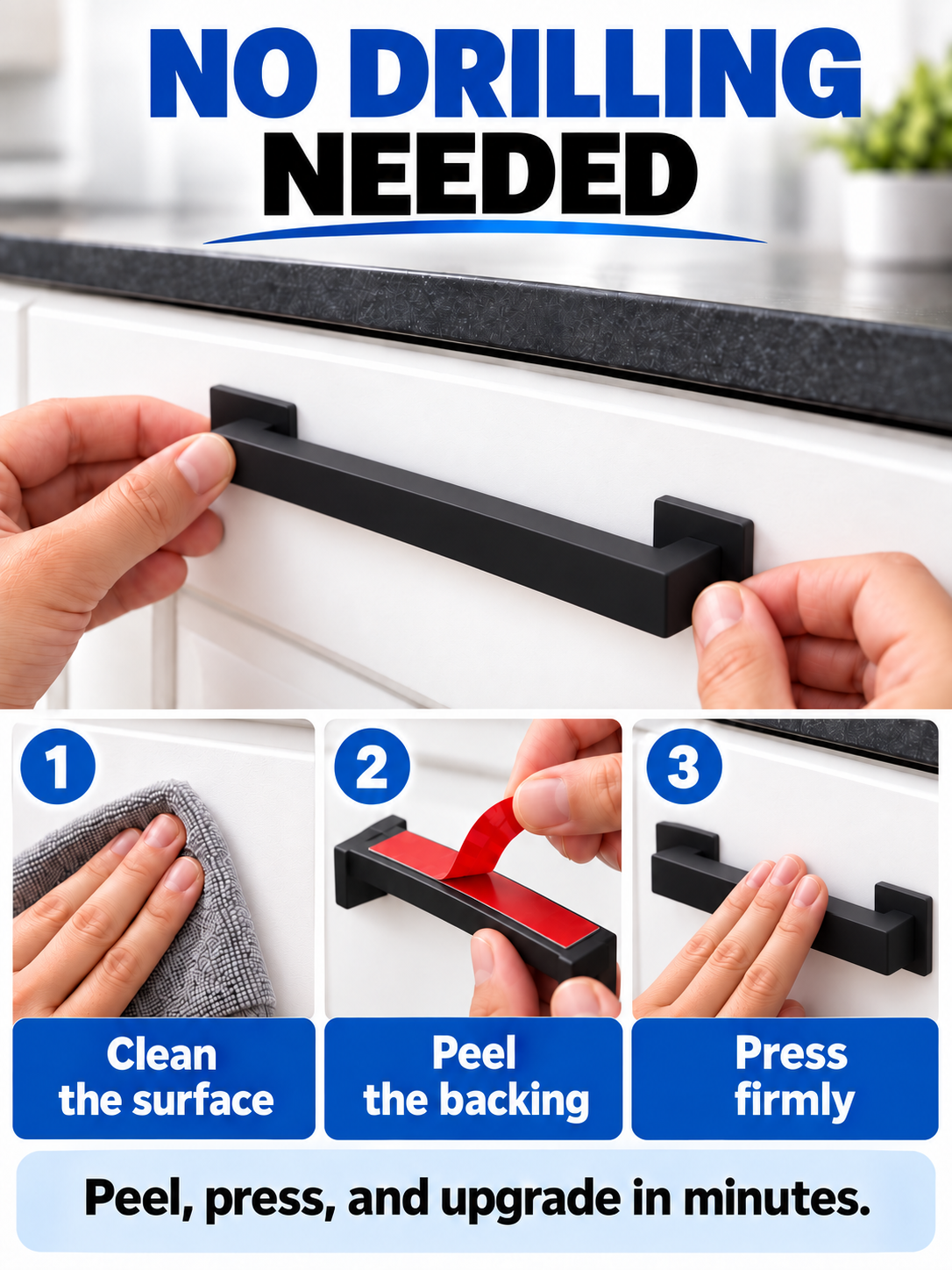 🏠 Home Upgrade Deal – 8×6″ Self-Adhesive Sliding Door Handles 🖤 Easy-Install Cabinet Pulls for Cupboards, Closets & Furniture ✨