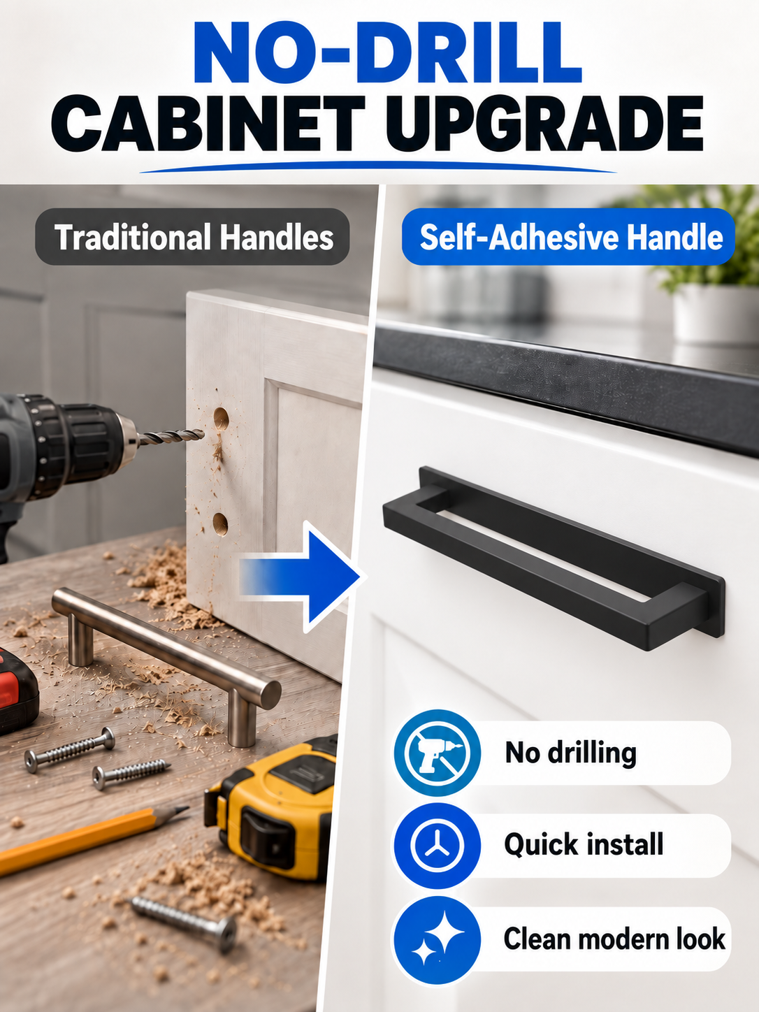 🏠 Home Upgrade Deal – 8×6″ Self-Adhesive Sliding Door Handles 🖤 Easy-Install Cabinet Pulls for Cupboards, Closets & Furniture ✨