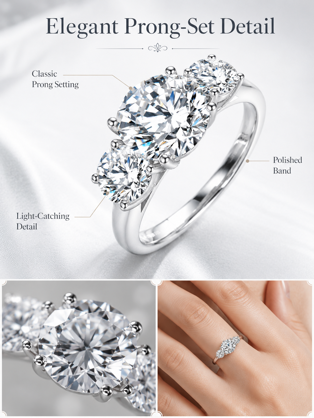 💎 Luxury Engagement Ring 💍✨ Elegant 18K Gold Plated Moissanite Wedding Promise Ring for Women