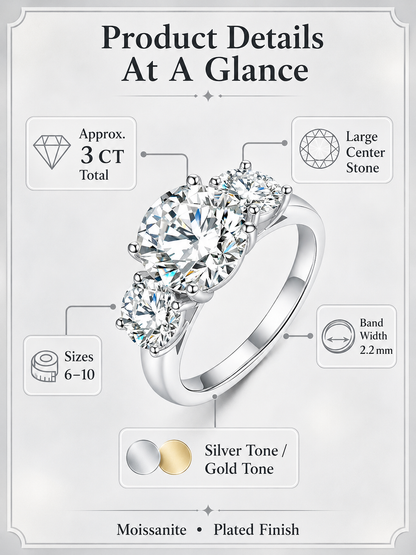 💎 Luxury Engagement Ring 💍✨ Elegant 18K Gold Plated Moissanite Wedding Promise Ring for Women