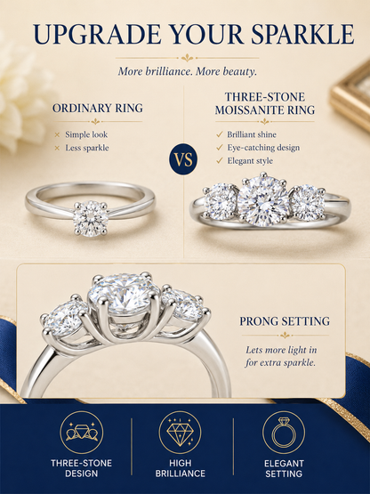 💎 Luxury Engagement Ring 💍✨ Elegant 18K Gold Plated Moissanite Wedding Promise Ring for Women