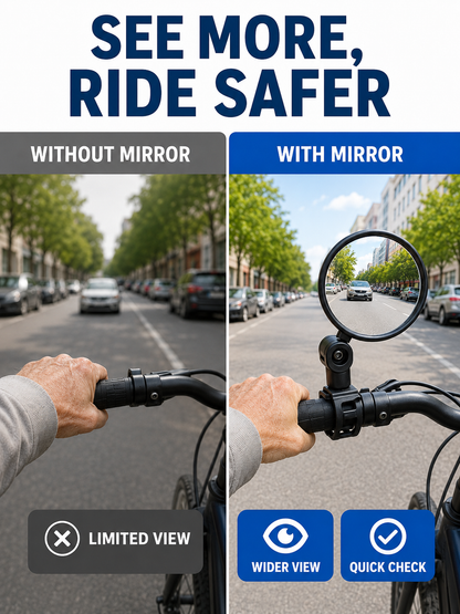 🚴 Premium Bike Rearview Mirrors  🔍🪞 Adjustable Shatter Resistant Convex Handlebar Mirrors for Safer Cycling & Easy Viewing