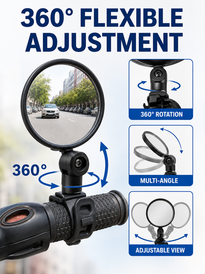 🚴 Premium Bike Rearview Mirrors  🔍🪞 Adjustable Shatter Resistant Convex Handlebar Mirrors for Safer Cycling & Easy Viewing