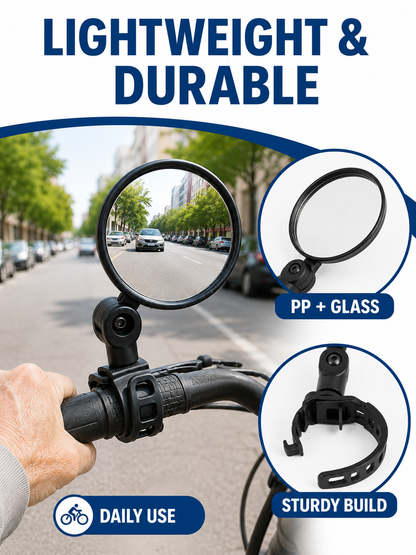 🚴 Premium Bike Rearview Mirrors  🔍🪞 Adjustable Shatter Resistant Convex Handlebar Mirrors for Safer Cycling & Easy Viewing