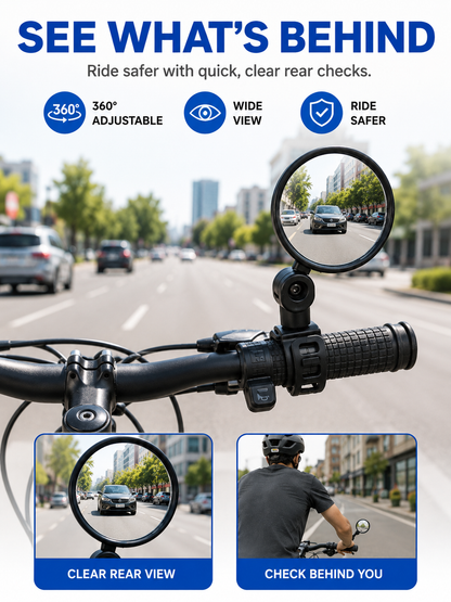 🚴 Premium Bike Rearview Mirrors  🔍🪞 Adjustable Shatter Resistant Convex Handlebar Mirrors for Safer Cycling & Easy Viewing