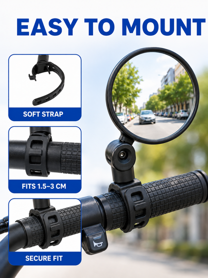 🚴 Premium Bike Rearview Mirrors  🔍🪞 Adjustable Shatter Resistant Convex Handlebar Mirrors for Safer Cycling & Easy Viewing
