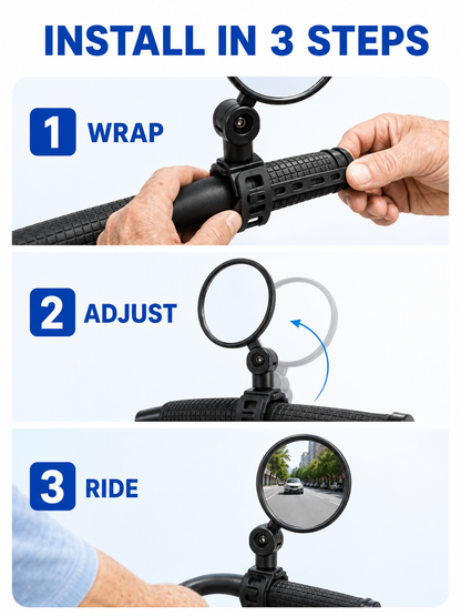 🚴 Premium Bike Rearview Mirrors  🔍🪞 Adjustable Shatter Resistant Convex Handlebar Mirrors for Safer Cycling & Easy Viewing