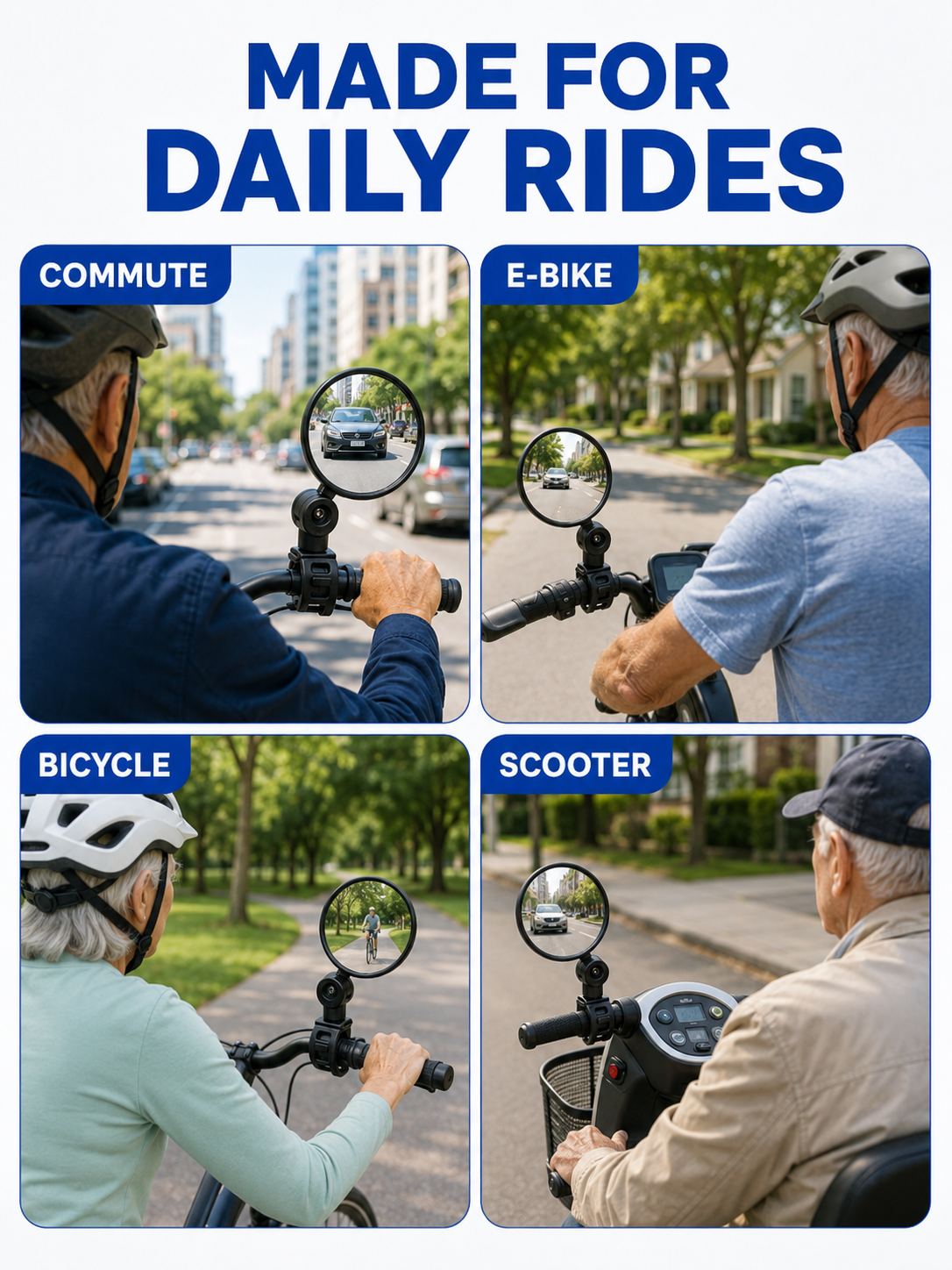 🚴 Premium Bike Rearview Mirrors  🔍🪞 Adjustable Shatter Resistant Convex Handlebar Mirrors for Safer Cycling & Easy Viewing