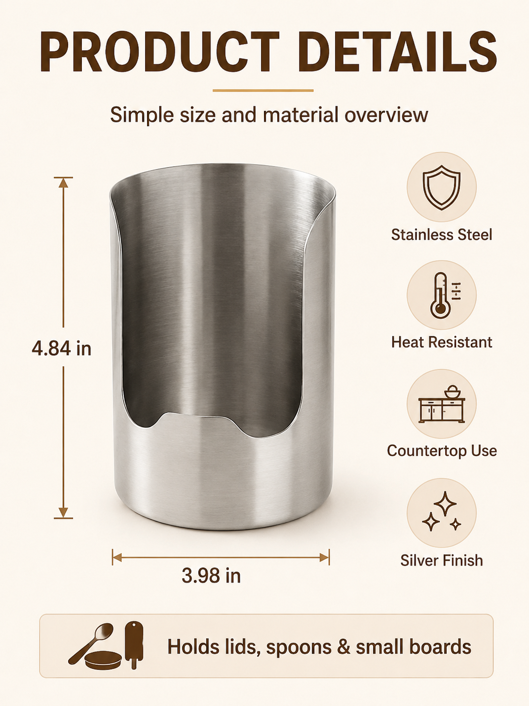 🥄🫕 Smart Kitchen Utensil Holder 🍳 Heavy Duty Stainless Steel Pot Lid & Spoon Rack with Space Saving Countertop Storage