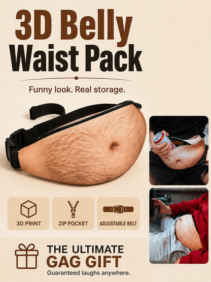 😂 Funny Dad Belly Fanny Pack 🍺🎒Adjustable Zipper Waist Bag for Travel Parties & Everyday Carry