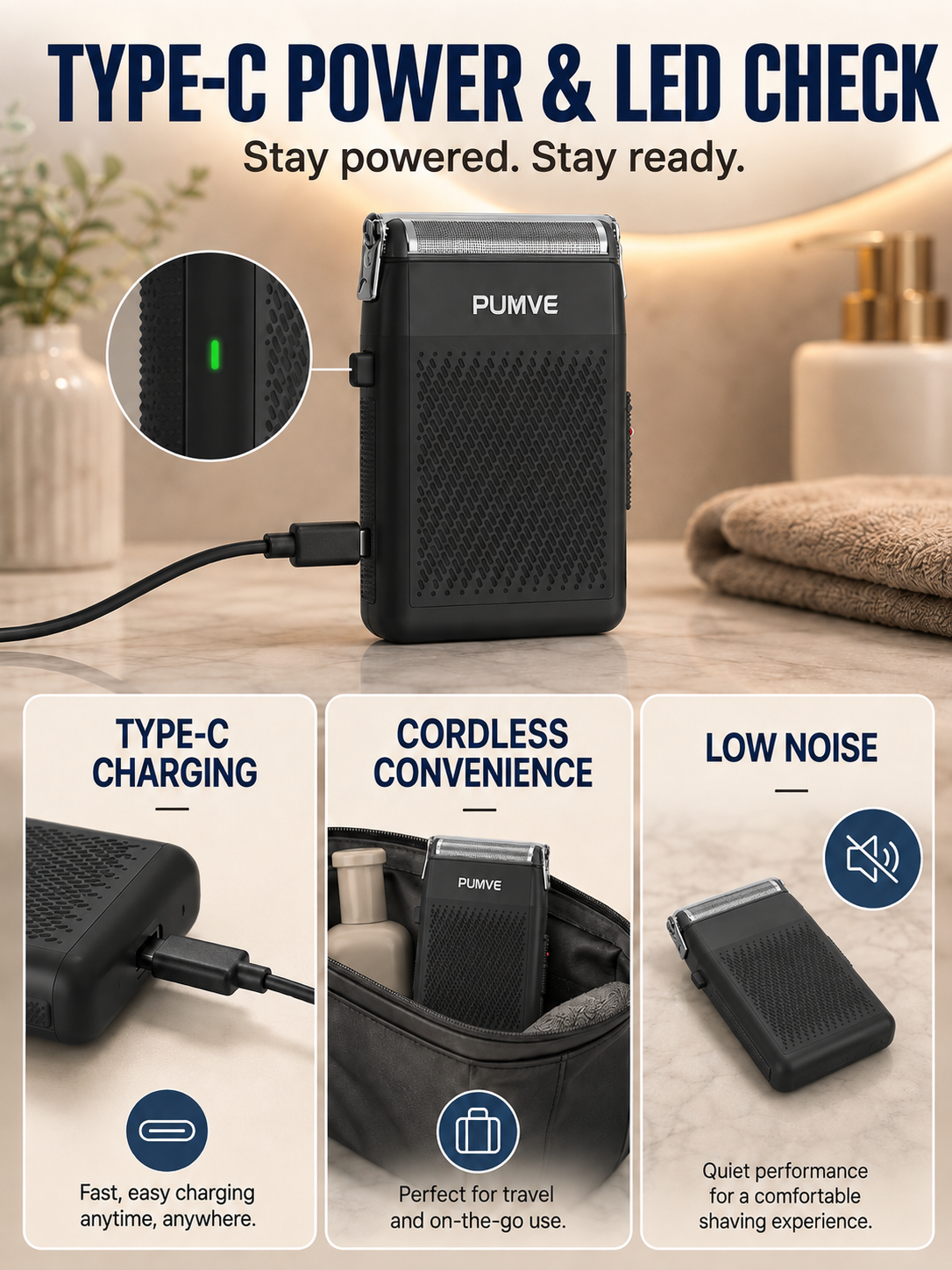 💙 Premium Mini Electric Shaver 🪒 Compact USB C Cordless Foil Razor for Smooth Facial Grooming Travel & Daily Self Care