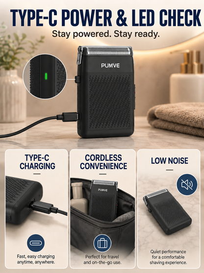 💙 Premium Mini Electric Shaver 🪒 Compact USB C Cordless Foil Razor for Smooth Facial Grooming Travel & Daily Self Care