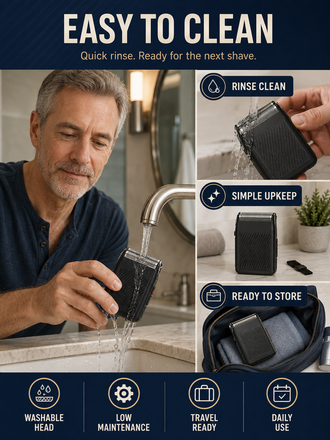 💙 Premium Mini Electric Shaver 🪒 Compact USB C Cordless Foil Razor for Smooth Facial Grooming Travel & Daily Self Care