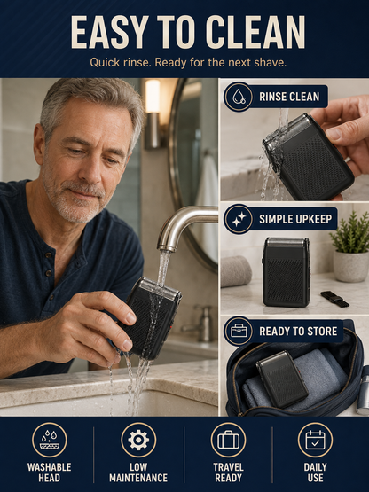 💙 Premium Mini Electric Shaver 🪒 Compact USB C Cordless Foil Razor for Smooth Facial Grooming Travel & Daily Self Care