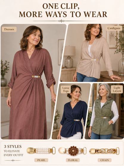 👗 Elegant Sweater Chain 💎 Stylish Pearl Clip On Chain with Golden Duck Buckle for Dresses Cardigans & Clothing