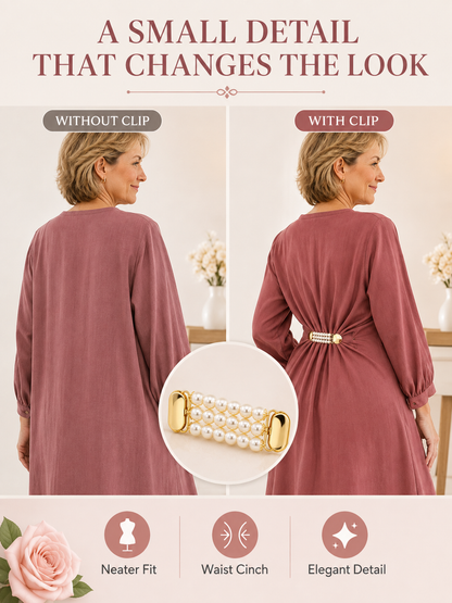 👗 Elegant Sweater Chain 💎 Stylish Pearl Clip On Chain with Golden Duck Buckle for Dresses Cardigans & Clothing