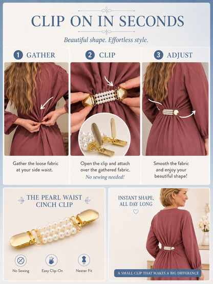 👗 Elegant Sweater Chain 💎 Stylish Pearl Clip On Chain with Golden Duck Buckle for Dresses Cardigans & Clothing
