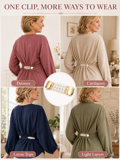 👗 Elegant Sweater Chain 💎 Stylish Pearl Clip On Chain with Golden Duck Buckle for Dresses Cardigans & Clothing