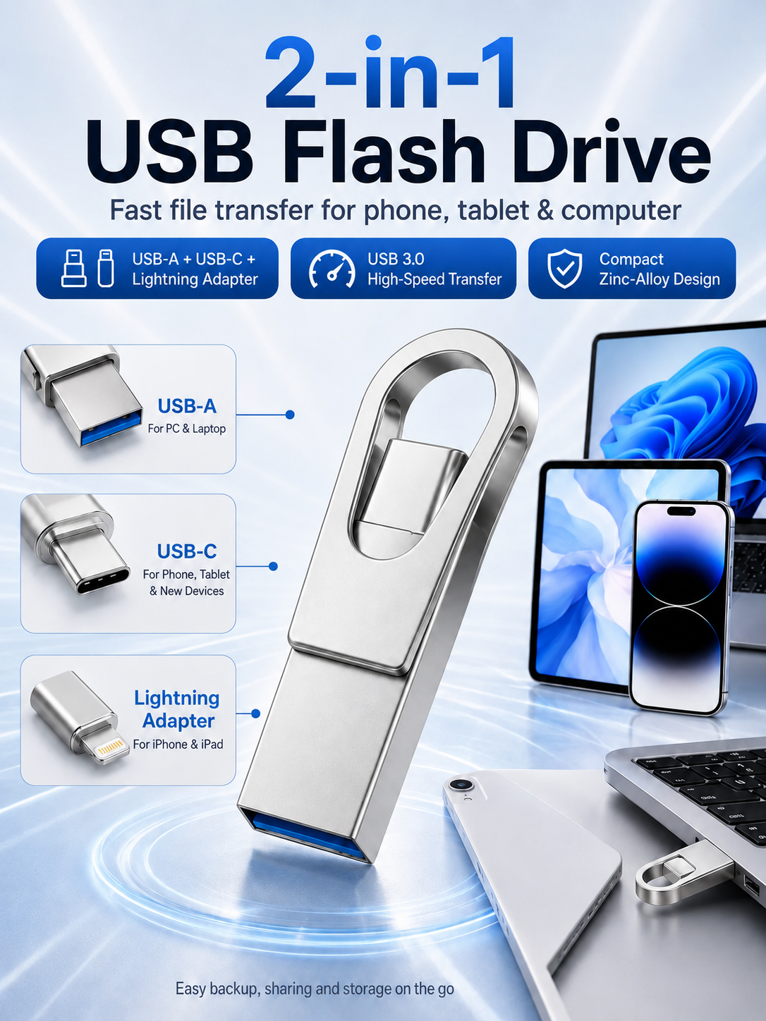 📱 2-in-1 Phone & Computer Flash Drive – Fast Photo & File Transfer