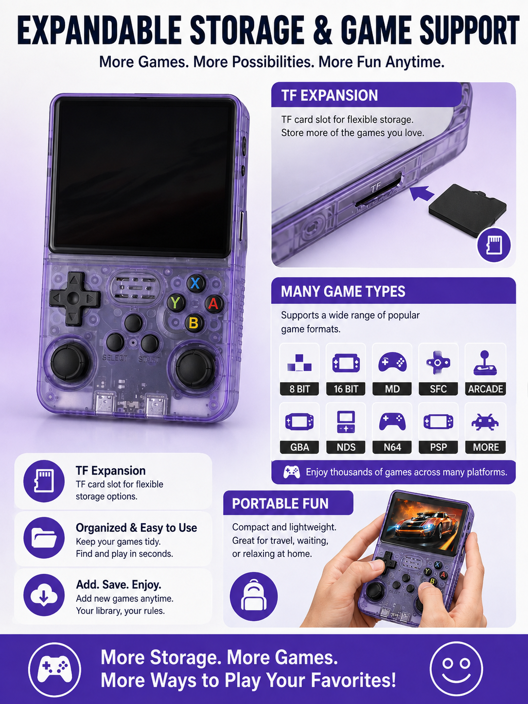 🎮 Retro Handheld Game Console 🕹️🔥 Portable 3.5 Inch IPS Gaming Device with 3000mAh Battery