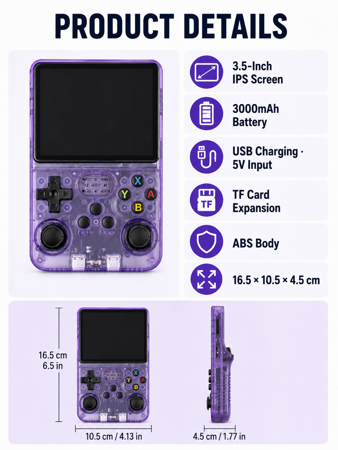 🎮 Retro Handheld Game Console 🕹️🔥 Portable 3.5 Inch IPS Gaming Device with 3000mAh Battery