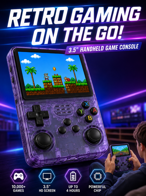 🎮 Retro Handheld Game Console 🕹️🔥 Portable 3.5 Inch IPS Gaming Device with 3000mAh Battery