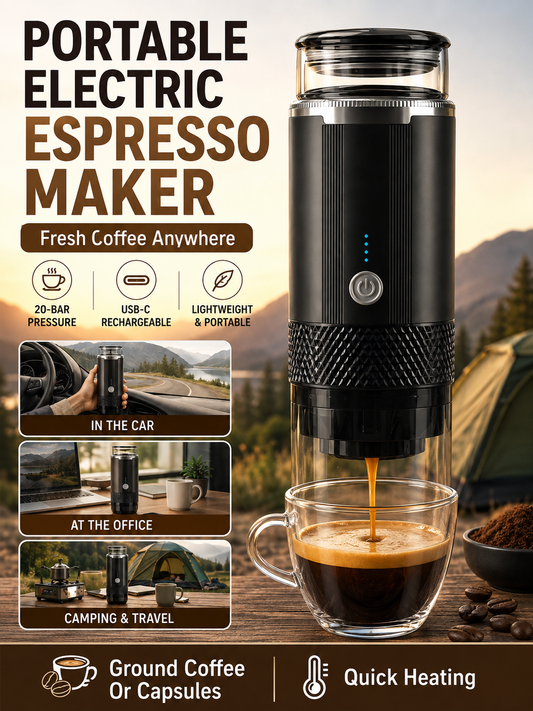 ☕ Portable Espresso Maker 🚀🤎 20 Bar Compact Coffee Machine with USB C Fast Brewing for Home Travel & Office