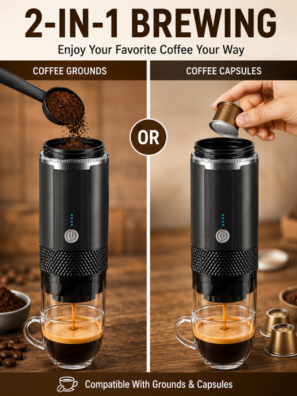 ☕ Portable Espresso Maker 🚀🤎 20 Bar Compact Coffee Machine with USB C Fast Brewing for Home Travel & Office