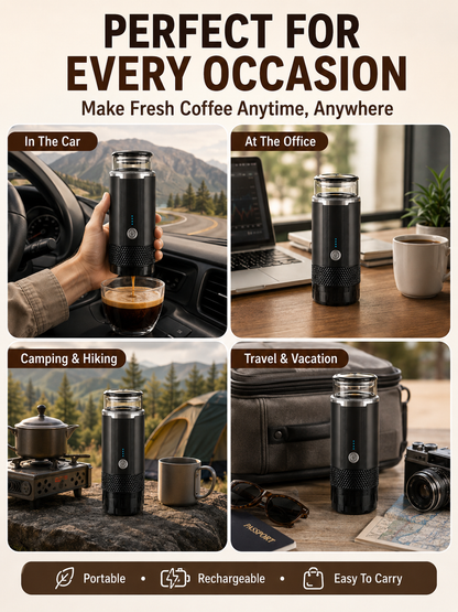 ☕ Portable Espresso Maker 🚀🤎 20 Bar Compact Coffee Machine with USB C Fast Brewing for Home Travel & Office