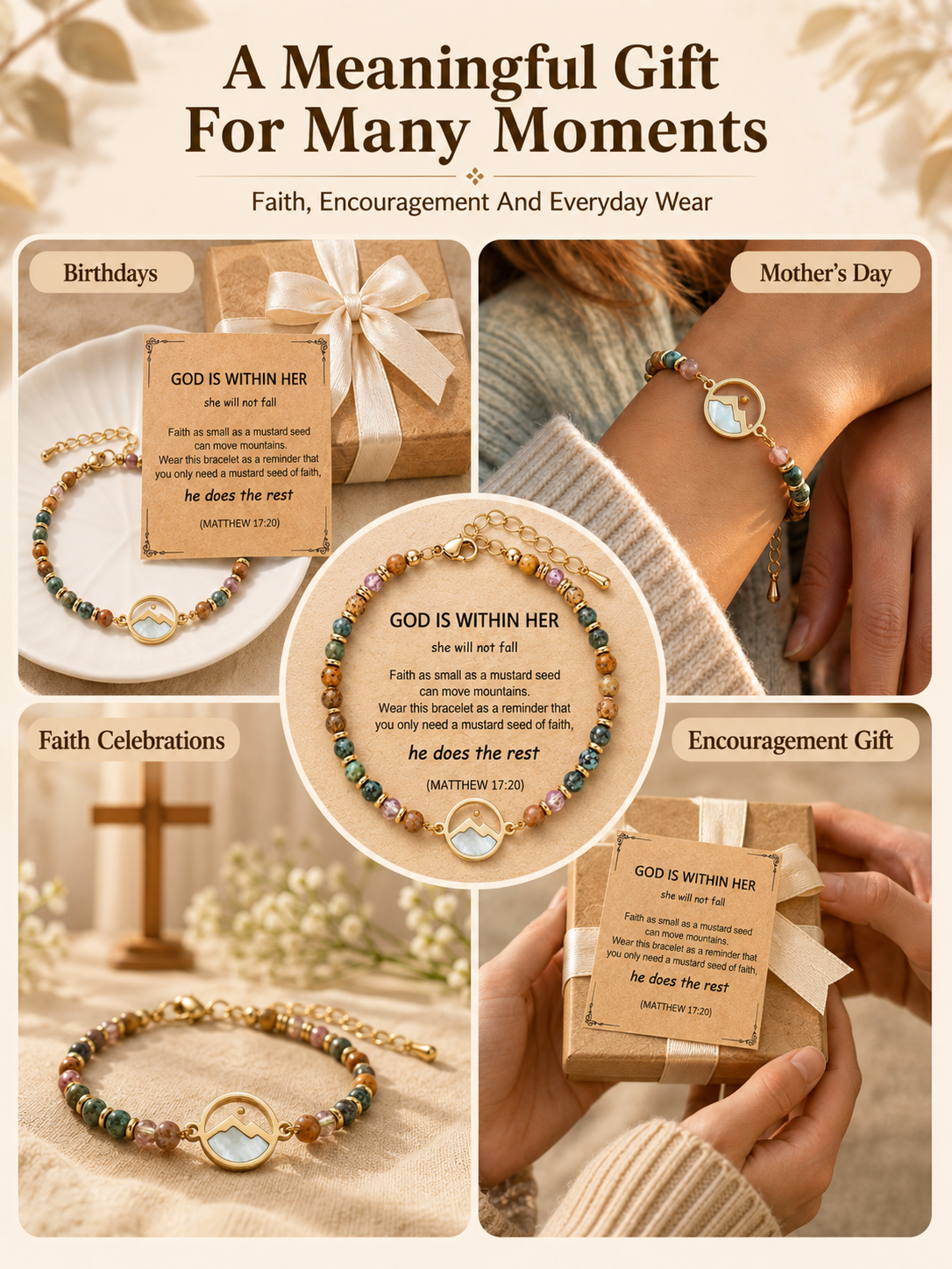 🔥 BEST SELLER ✨ Faith Grain Charm Wristlet 💛 Matthew 17:20 Inspired · Mountain-Moving Belief Keepsake 🙏