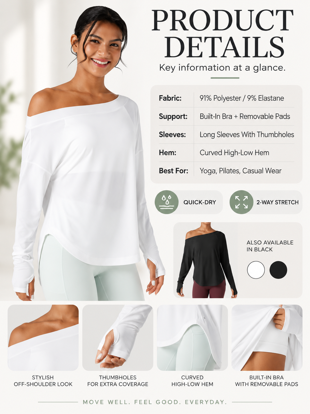 🔥 Activewear Deal – Asymmetrical Long-Sleeve Training Top 🧘‍♀️ Built-In Support & Quick-Dry Comfort for Yoga, Gym & Everyday Moves 💪