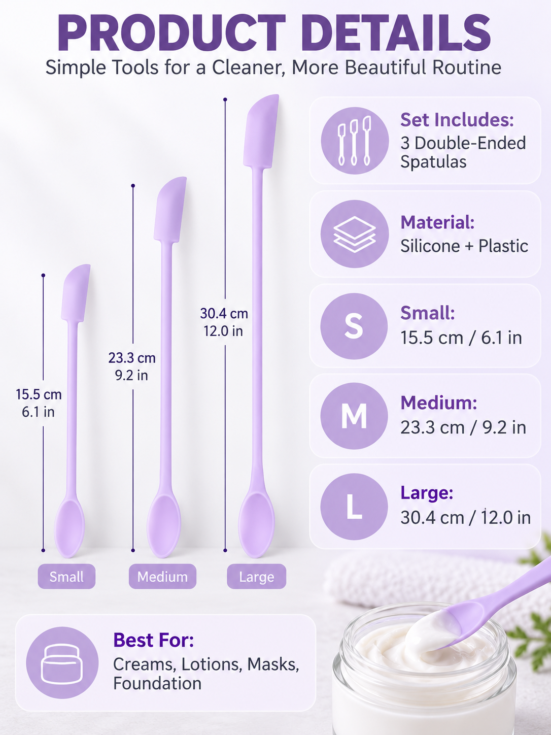 ✨ Beauty Tool Deal – 3-Piece Silicone Jar Applicators 💄 Easy Scoop & Scrape for Skincare, Makeup & Creams 🧴