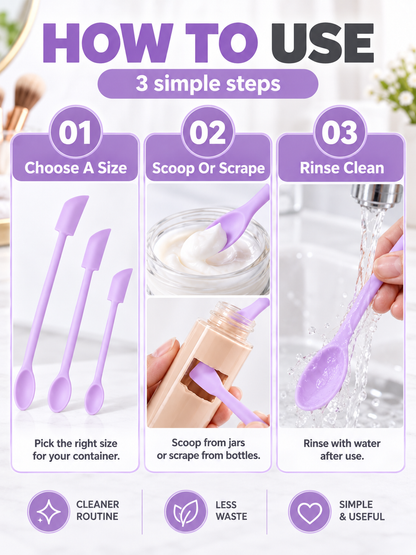 ✨ Beauty Tool Deal – 3-Piece Silicone Jar Applicators 💄 Easy Scoop & Scrape for Skincare, Makeup & Creams 🧴