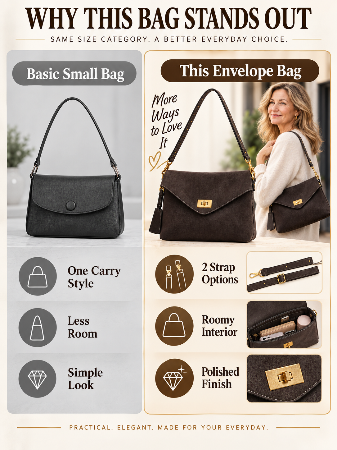👜 Style Deal –💫 Chic Vegan Leather Envelope Crossbody Bag ✨