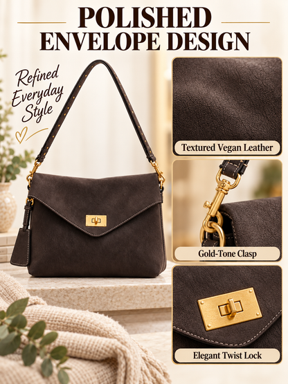 👜 Style Deal –💫 Chic Vegan Leather Envelope Crossbody Bag ✨