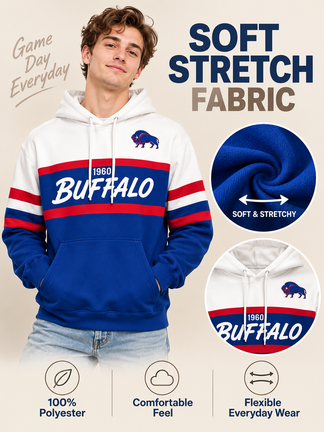 🏈 Game Day Deal – Retro Colorblock Fan Hoodie 🔥 Cozy Long-Sleeve Streetwear for Sports Days & Everyday Looks 👟