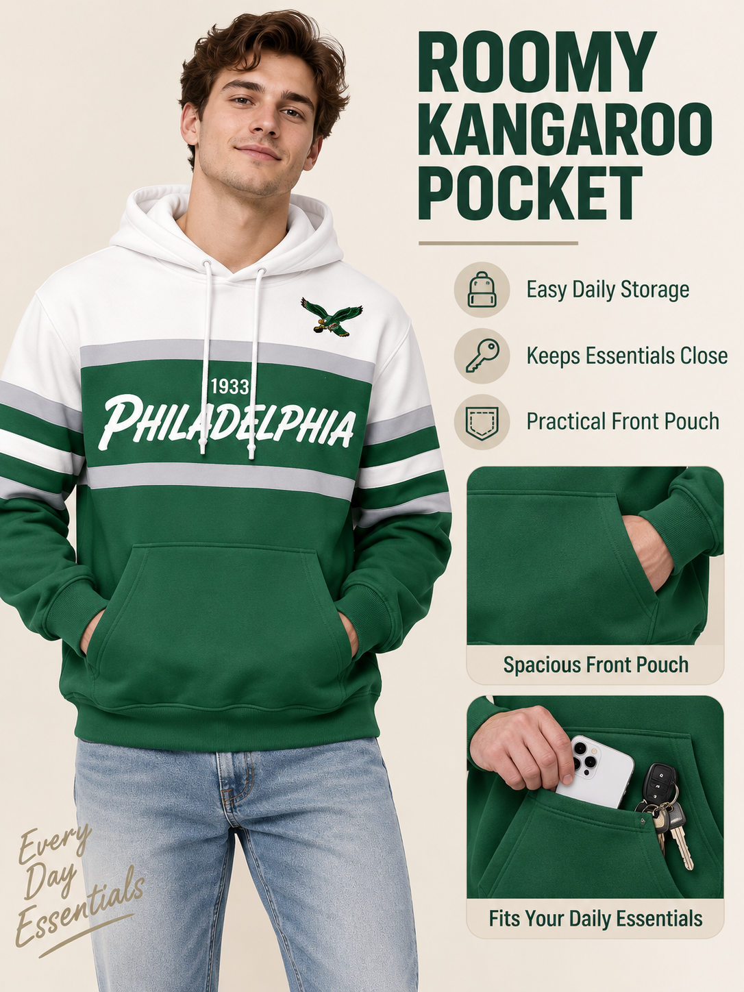 🏈 Game Day Deal – Retro Colorblock Fan Hoodie 🔥 Cozy Long-Sleeve Streetwear for Sports Days & Everyday Looks 👟