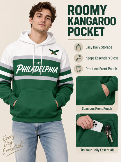 🏈 Game Day Deal – Retro Colorblock Fan Hoodie 🔥 Cozy Long-Sleeve Streetwear for Sports Days & Everyday Looks 👟