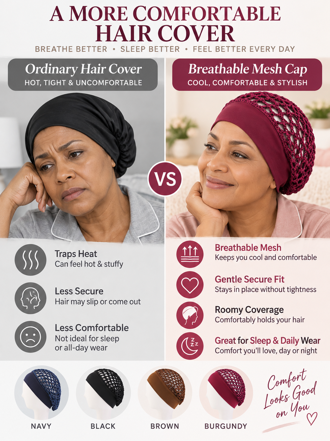 ✨ Beauty Deal – Soft Hair Bonnets 💤 Gentle Nighttime Coverage for Hair Care & Shower Use 🛁