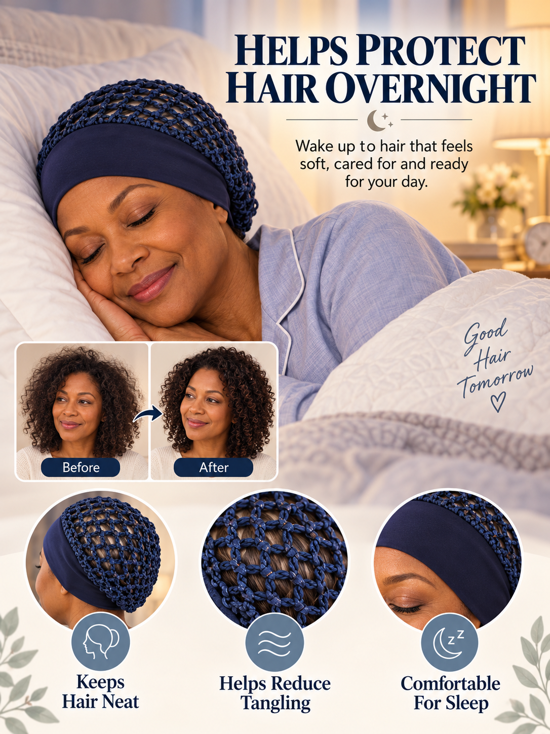 ✨ Beauty Deal – Soft Hair Bonnets 💤 Gentle Nighttime Coverage for Hair Care & Shower Use 🛁