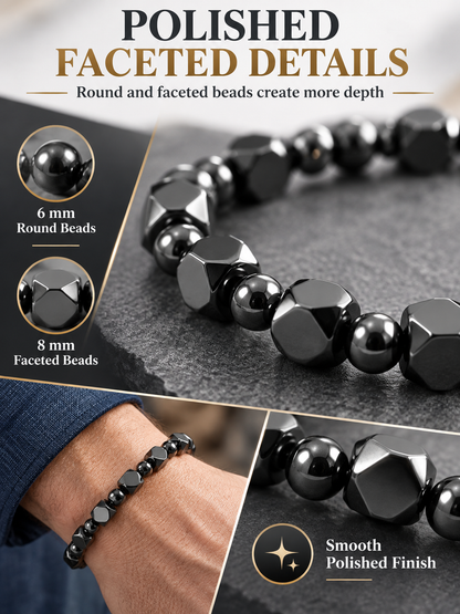 ✨ Style Special – Men’s Hematite Beaded Bracelet 🖤 Minimalist Stone Jewelry for Everyday Wear & Meaningful Gifting 🎁
