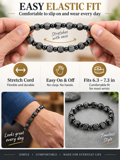 ✨ Style Special – Men’s Hematite Beaded Bracelet 🖤 Minimalist Stone Jewelry for Everyday Wear & Meaningful Gifting 🎁