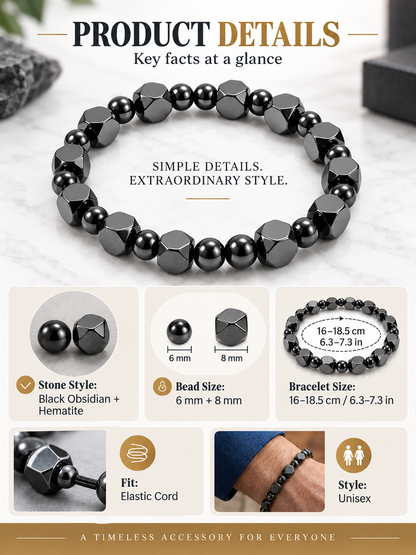 ✨ Style Special – Men’s Hematite Beaded Bracelet 🖤 Minimalist Stone Jewelry for Everyday Wear & Meaningful Gifting 🎁