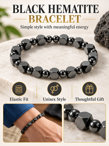 ✨ Style Special – Men’s Hematite Beaded Bracelet 🖤 Minimalist Stone Jewelry for Everyday Wear & Meaningful Gifting 🎁